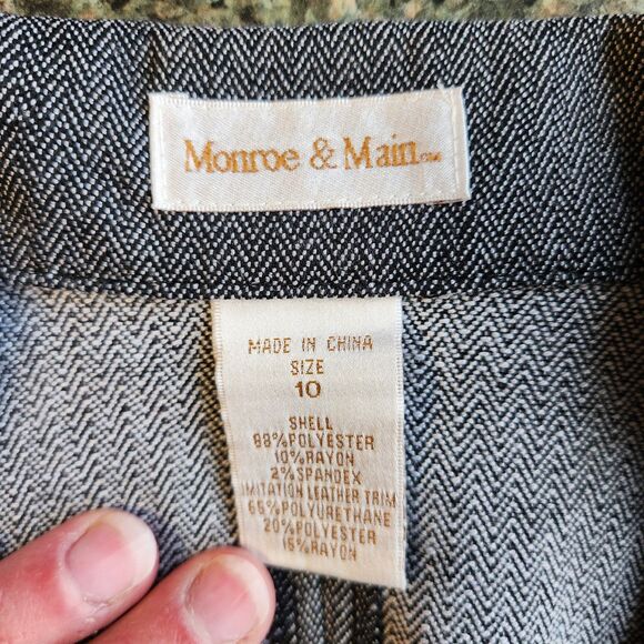 Monroe & Main Gray Tweed Vest Women 10 Button Closure Faux Leather Polyester - Picture 6 of 9